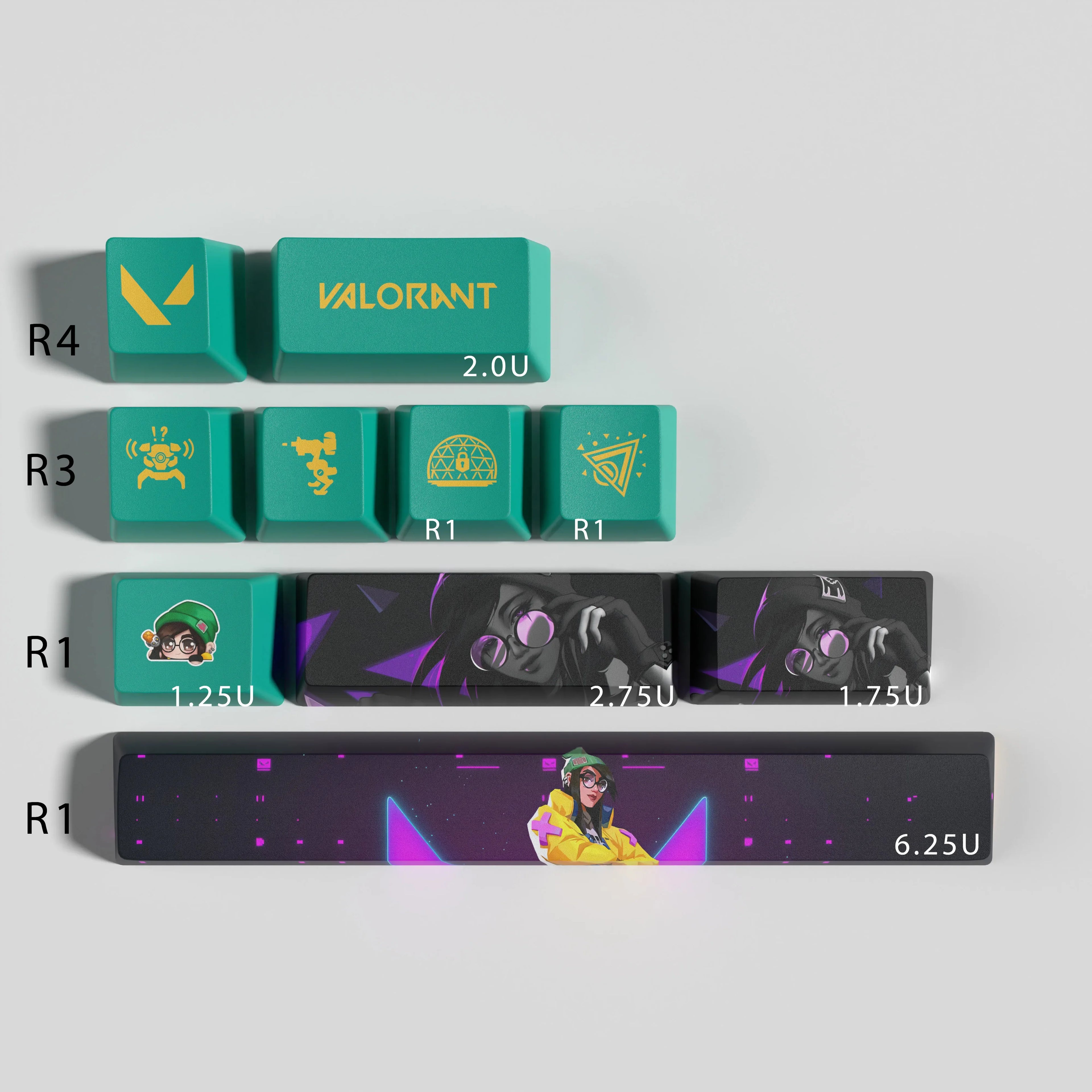 Valorant keycaps sage OEM Profile 10keys PBT dye sub keycaps