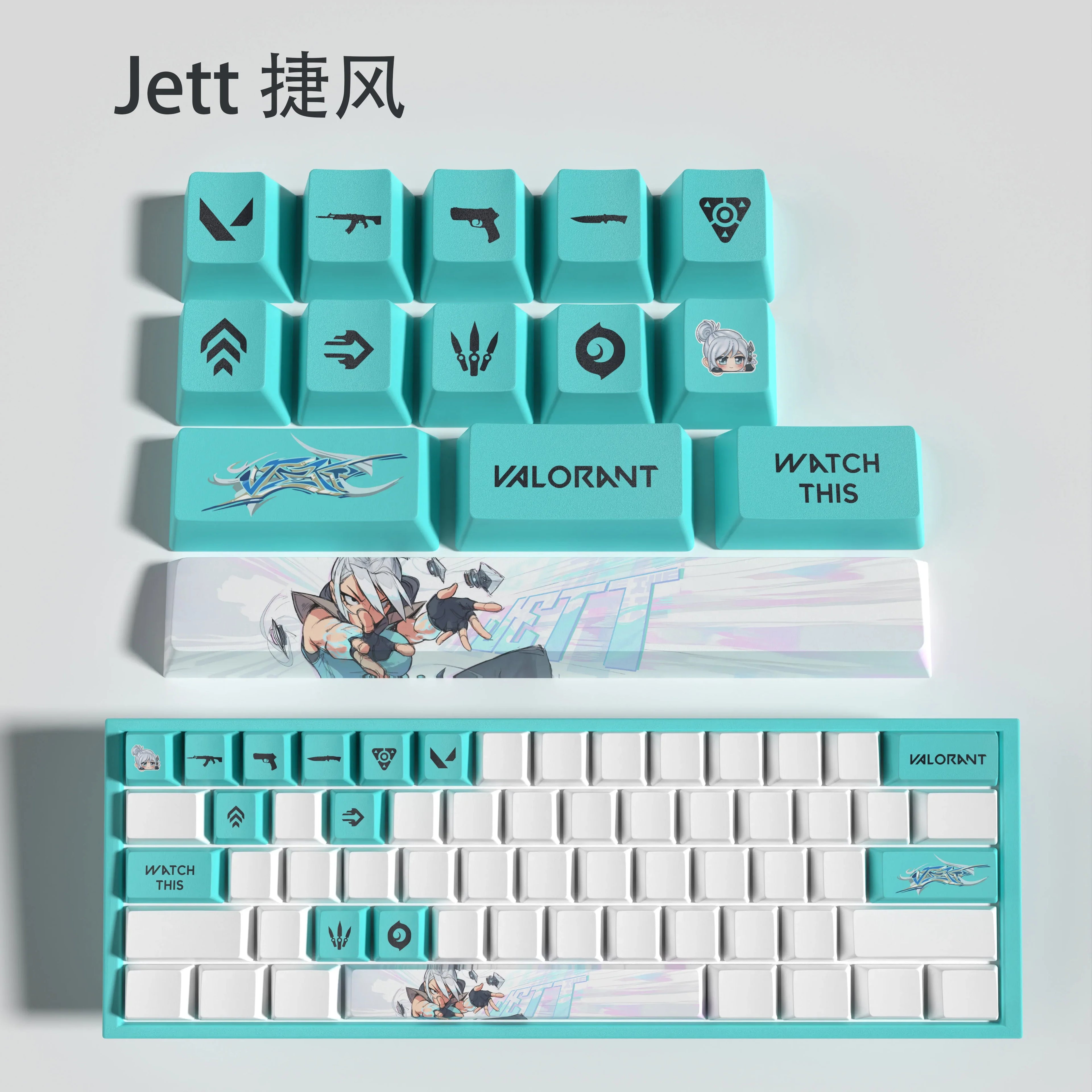 Sova New design Valorant keycaps  OEM Profile 14keys MINI SET PBT dye sub keycaps