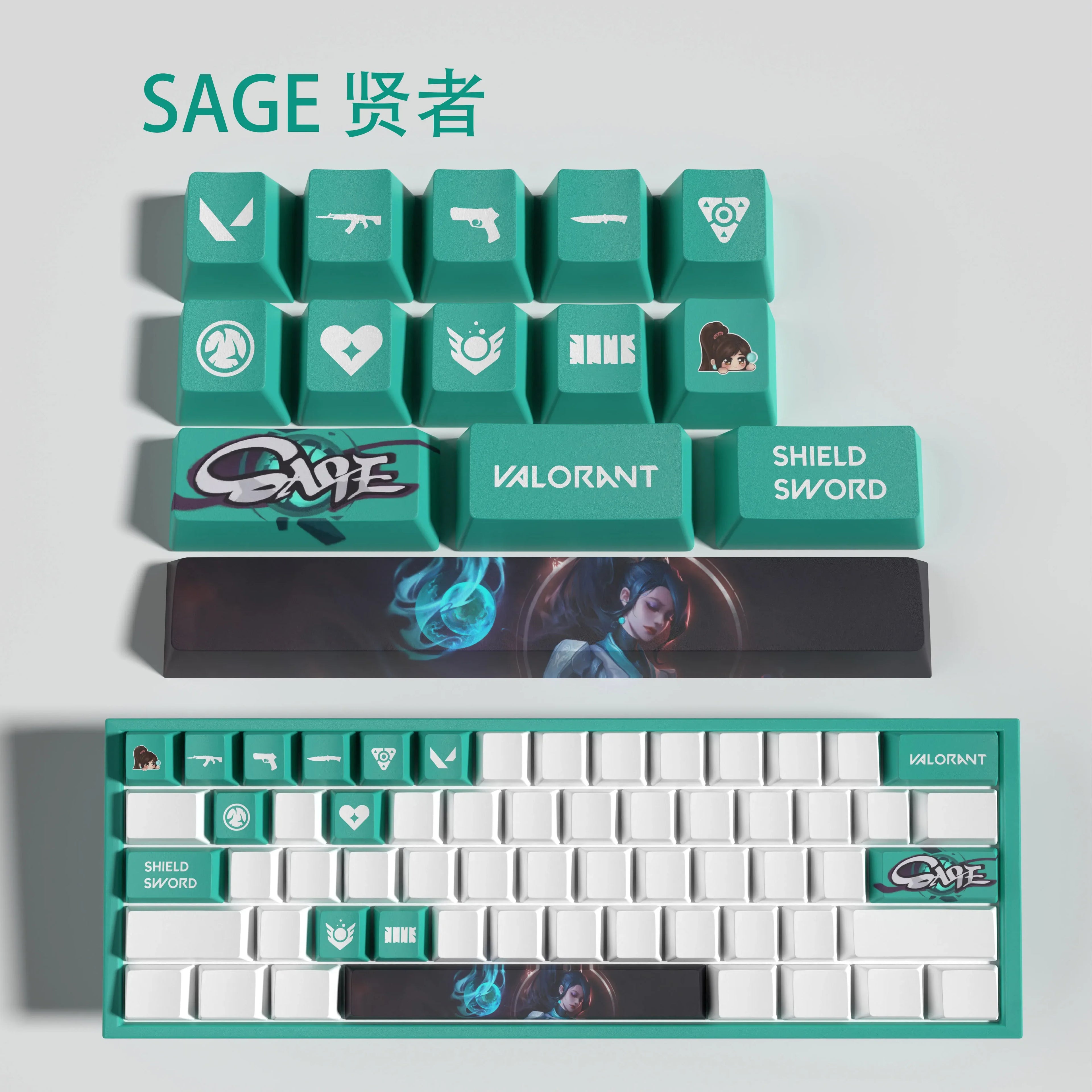 Sova New design Valorant keycaps  OEM Profile 14keys MINI SET PBT dye sub keycaps