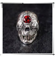 EYHIMD Black Death Knight Skull Ring Cool Mens Punk Fine Detail Stainless Steel Ring Gothic Biker Jewelry