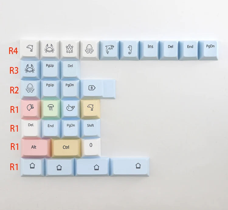 CuXiu PBT Chalk Keycaps 136 keys Dye Sub Keycap Set For Cherry MX Switches Mechanical Keyboard gh60 xd64 xd84 xd96 87 104