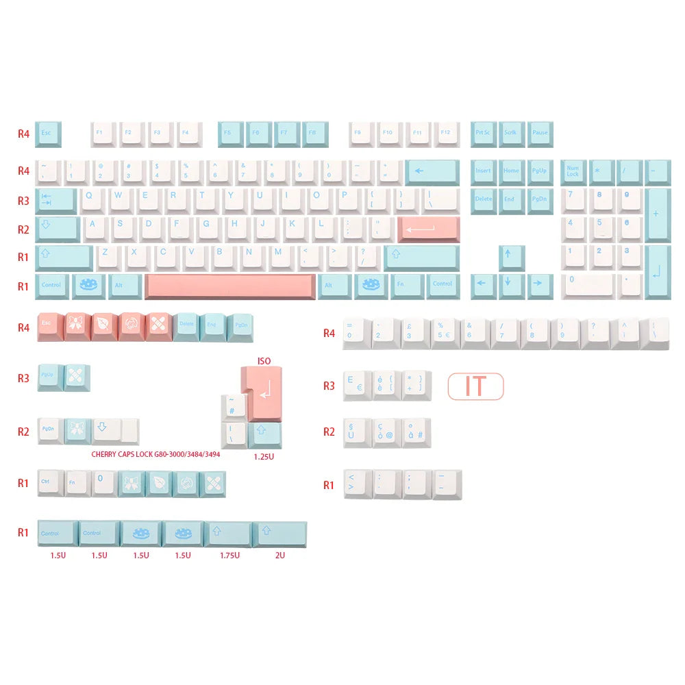 German French Italian Spain UK ISO GMK Noel PBT Dye Subb keycap Cherry Profile Keycaps set For QWERTZ AZERTY MX Keyboard Key Cap