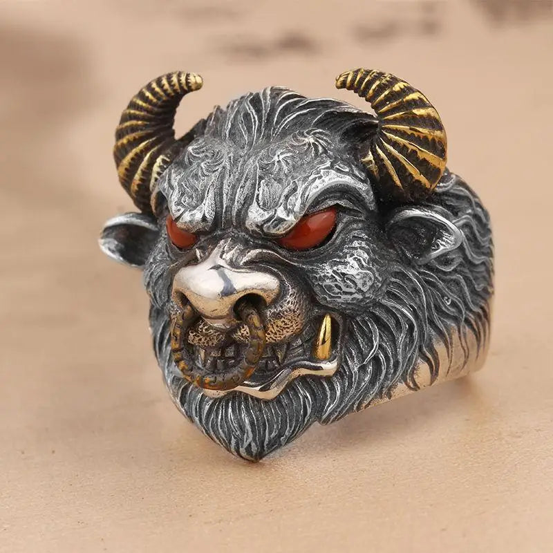 Retro Domineering Ethnic Style Fire-Breathing Dragon Ring Men\\'s Charm Open Ring Punk Motorcycle Rider Jewelry Accessories