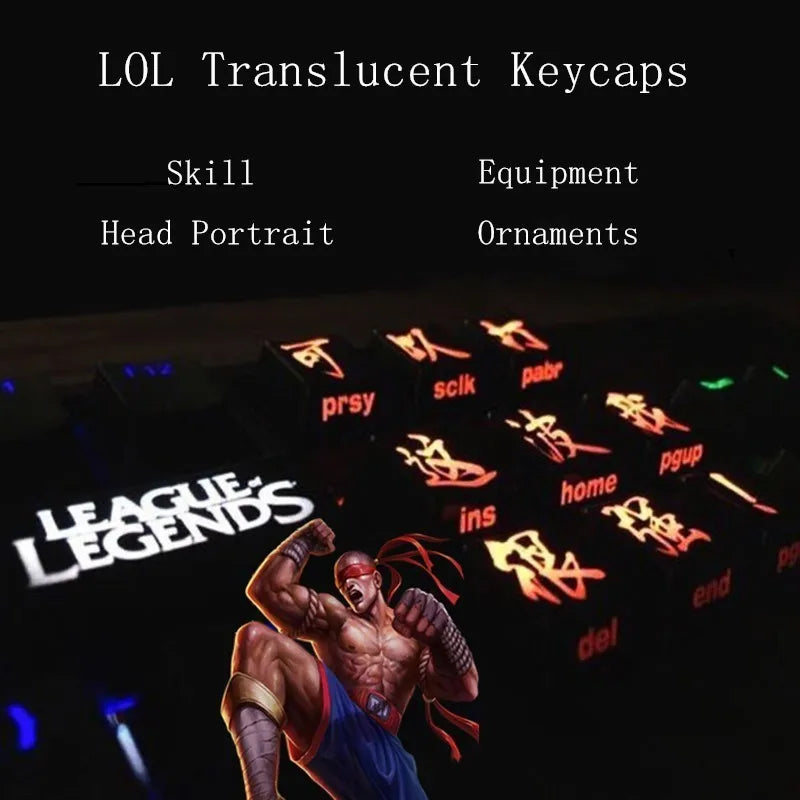 Custom LOL Hero Skill And Head Portrait Keycap Personality Translucent Mechanical Keyboard Key Caps