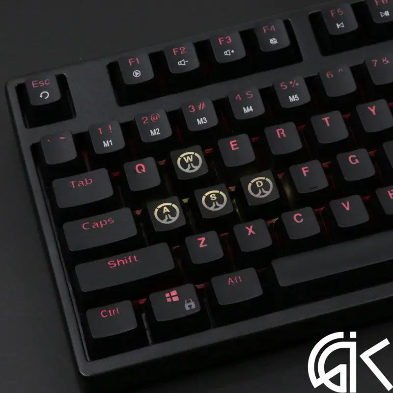 4 pcs/set keysets backlight OW key caps ABS etched  Keycap shine-through for Overwatch gamer Mechanical Keyboard ANSI black