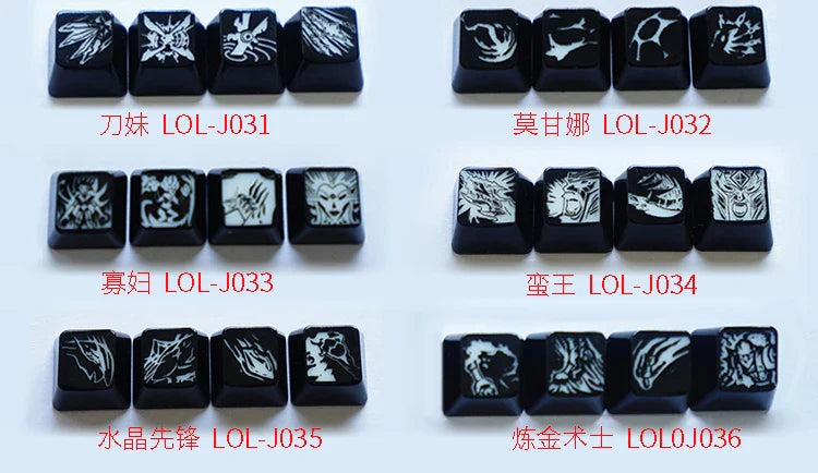 Custom LOL Hero Skill And Head Portrait Keycap Personality Translucent Mechanical Keyboard Key Caps