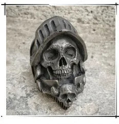 EYHIMD Black Death Knight Skull Ring Cool Mens Punk Fine Detail Stainless Steel Ring Gothic Biker Jewelry