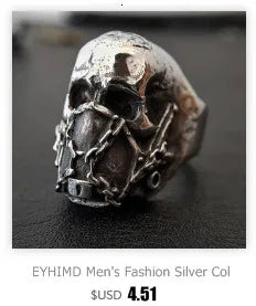 EYHIMD Black Death Knight Skull Ring Cool Mens Punk Fine Detail Stainless Steel Ring Gothic Biker Jewelry