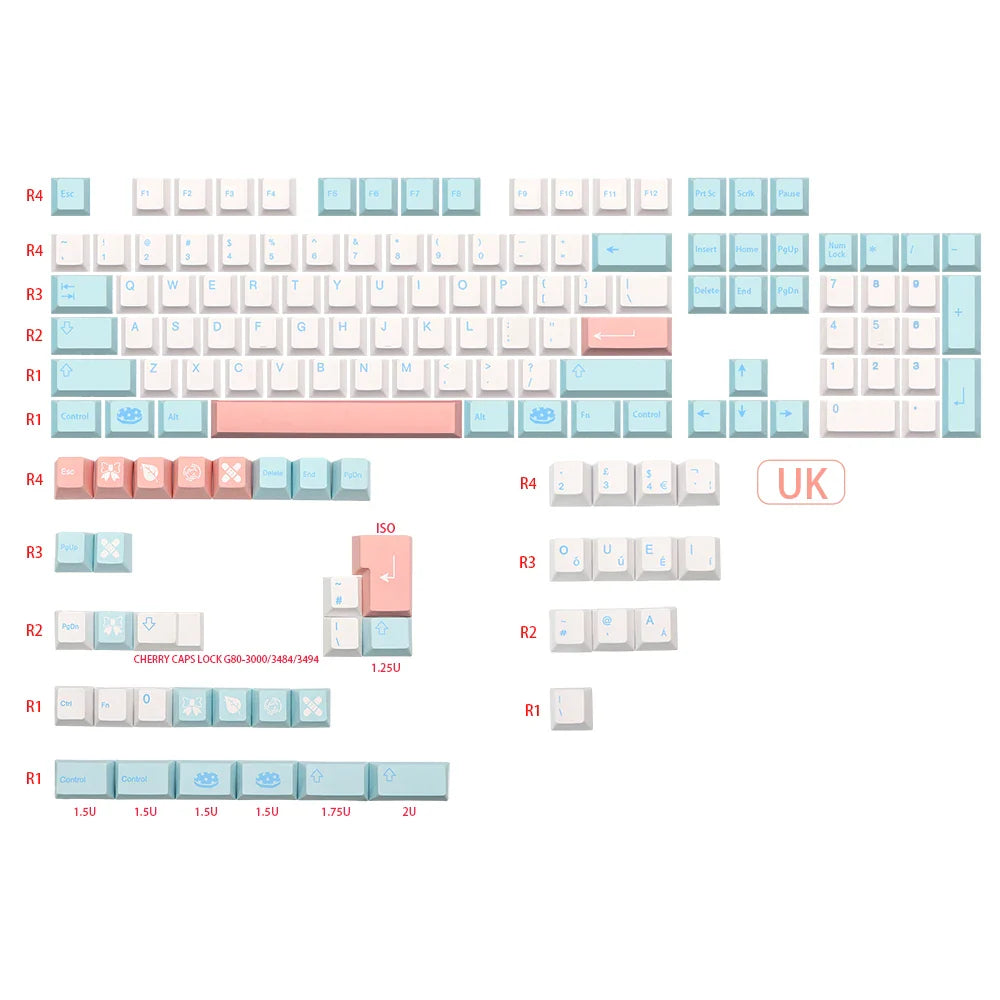 German French Italian Spain UK ISO GMK Noel PBT Dye Subb keycap Cherry Profile Keycaps set For QWERTZ AZERTY MX Keyboard Key Cap