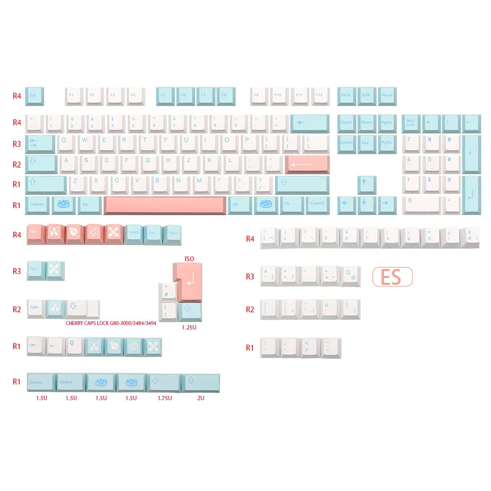 German French Italian Spain UK ISO GMK Noel PBT Dye Subb keycap Cherry Profile Keycaps set For QWERTZ AZERTY MX Keyboard Key Cap