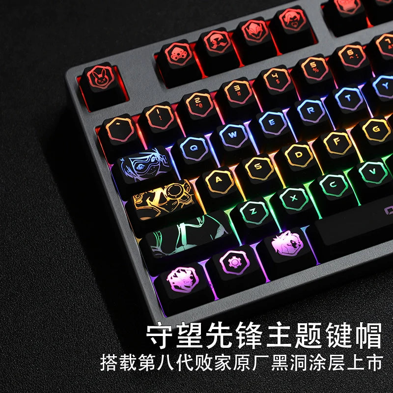4 pcs/set keysets backlight OW key caps ABS etched  Keycap shine-through for Overwatch gamer Mechanical Keyboard ANSI black
