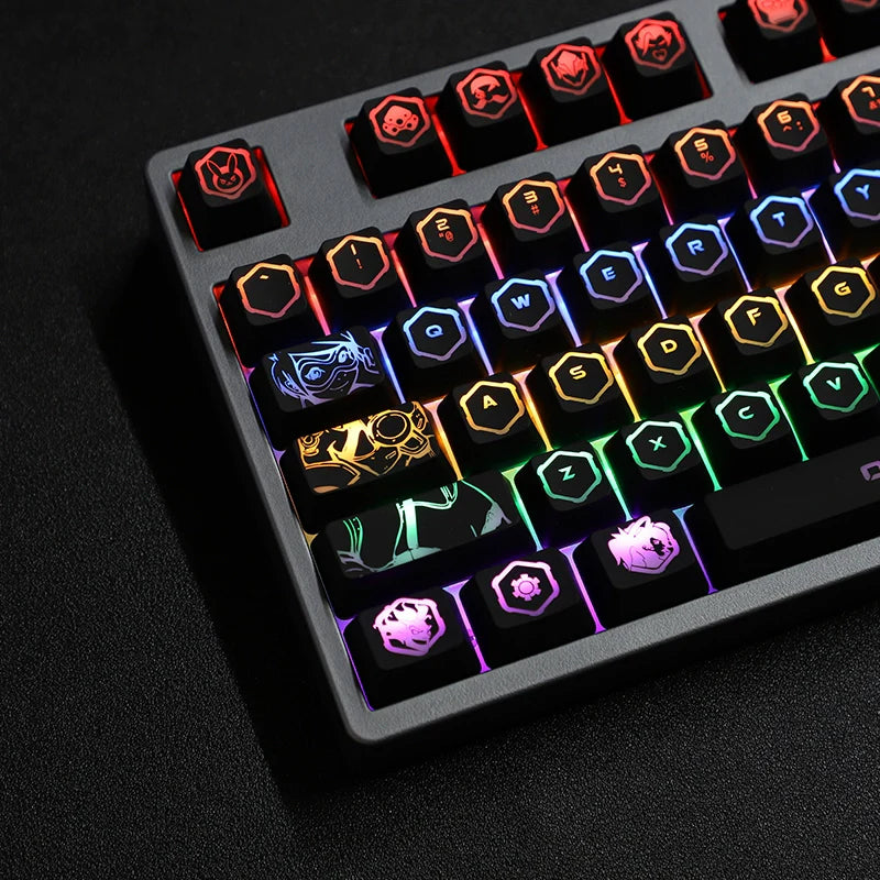 4 pcs/set keysets backlight OW key caps ABS etched  Keycap shine-through for Overwatch gamer Mechanical Keyboard ANSI black