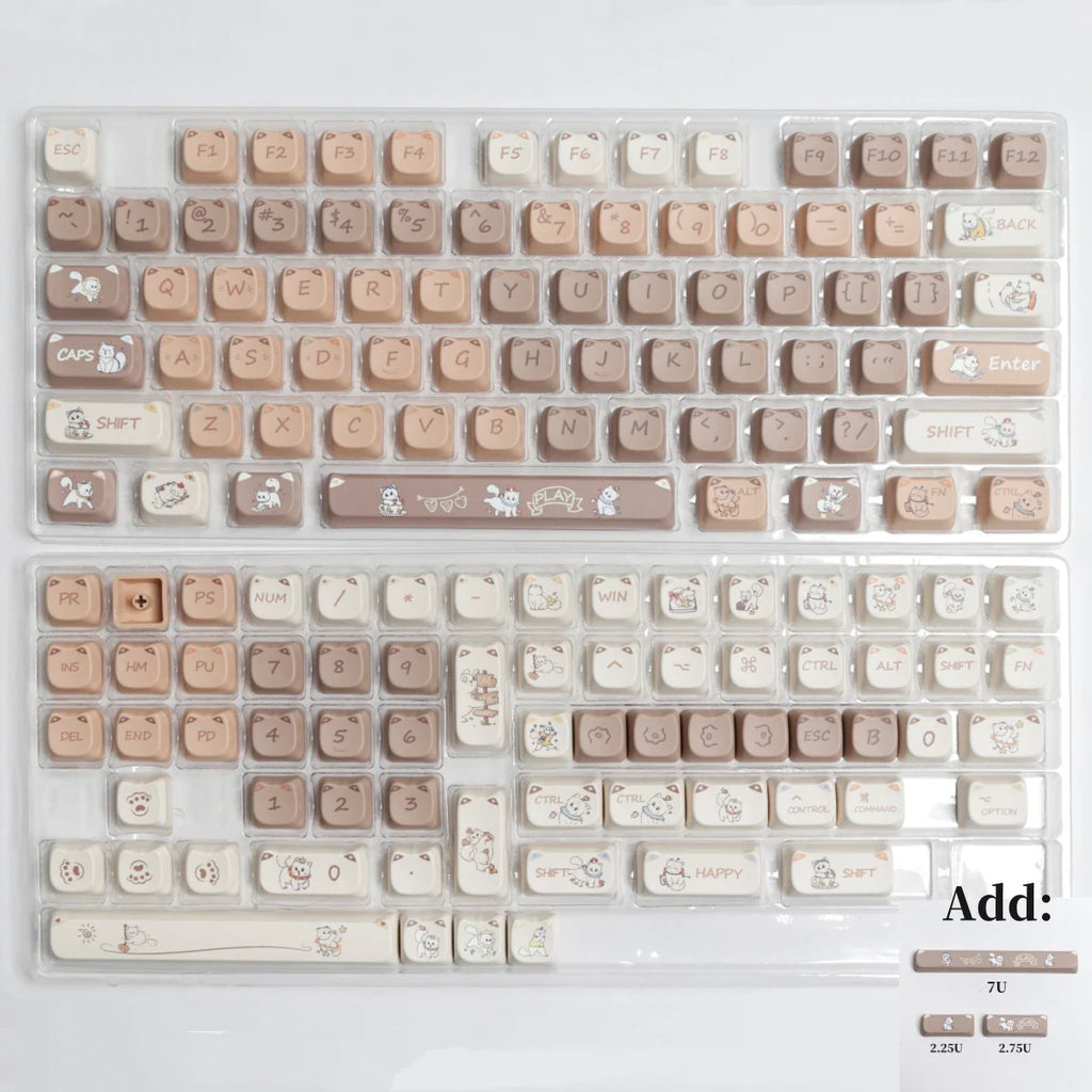 JCM MAO Profile Ear KeyCap Kindergarten Picabara Anime Cute Cat Keycaps for MX Switch Gaming Mechanical Keyboard GK75