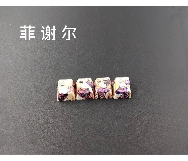 Cartoon Anime Genshin Impact Keycap zhongli Mechanical keyboard replacement key R4 PBT thermal sublimation Cherry OEM height
