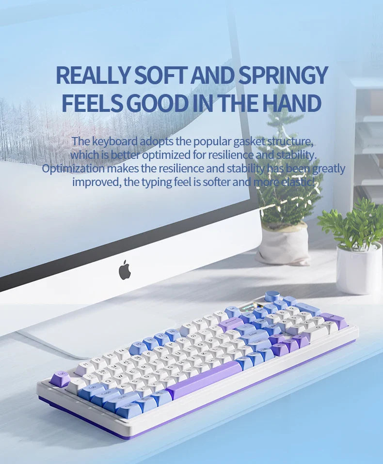 LANGTU L98 Membrane Keyboard Tri-mode Wireless Gasket Structure RGB Multifunctional Knob Customized Gaming Keyboard Pc Accessory