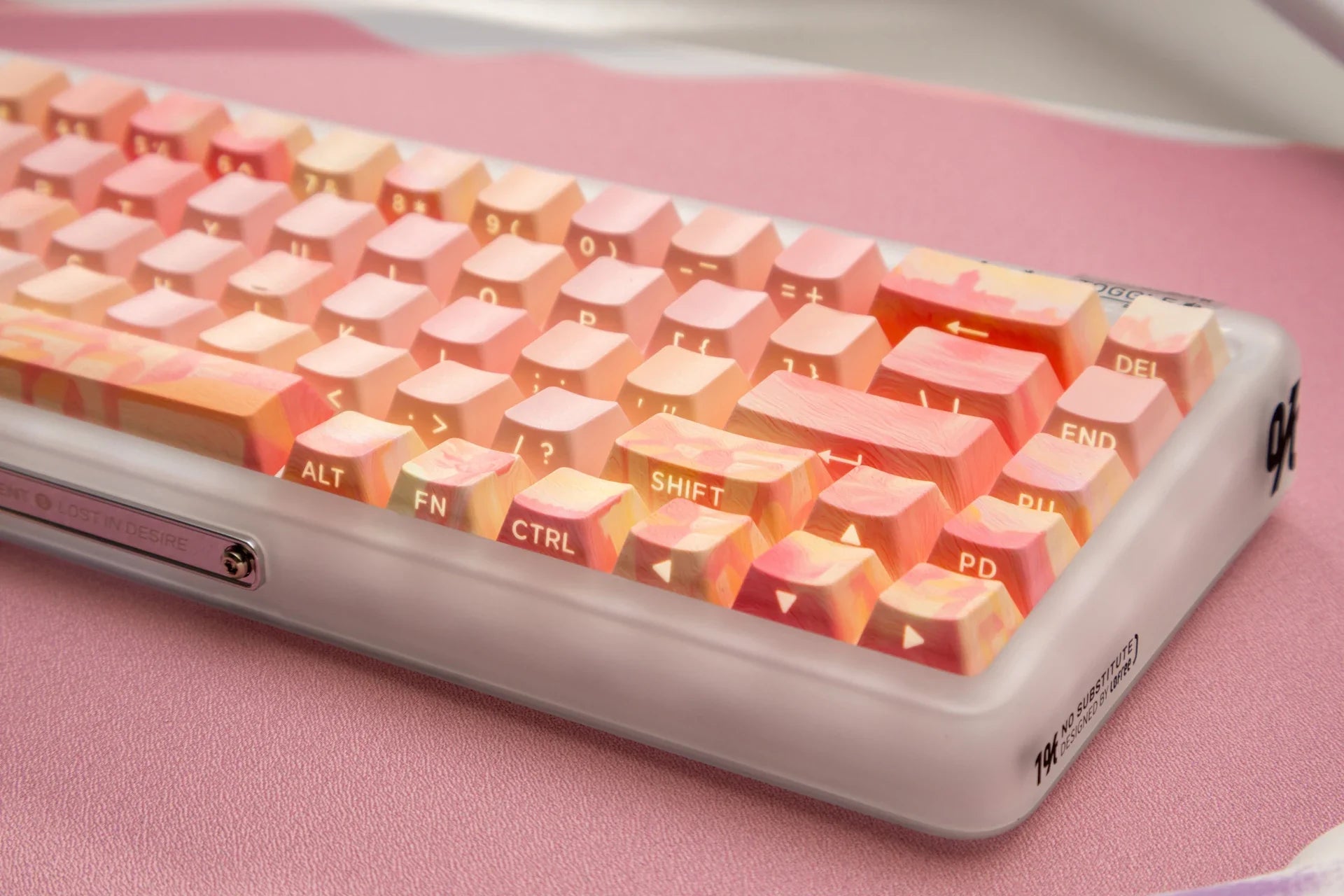 PIIFOX PBT OEM Profile Keycaps Thermal Sublimation 130 Keys Pink Thing Oil Painting Theme Transparent Translucent Side Engraving