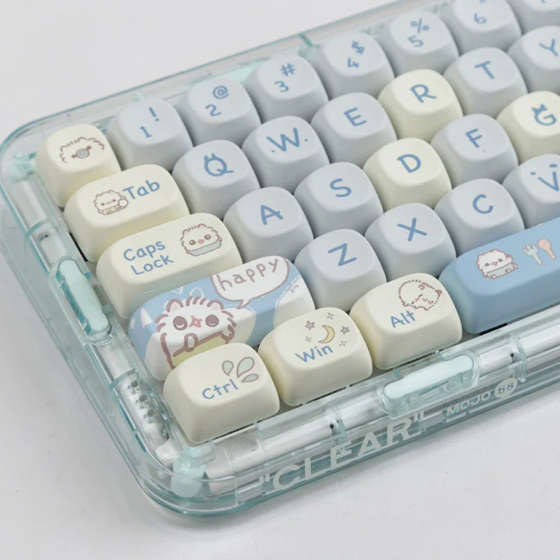 144 Keys Meow MOA Height Key Cap MAC Cute Meow Square Thermal Sublimation Mechanical Keyboard Keycaps Keyboard Accessories