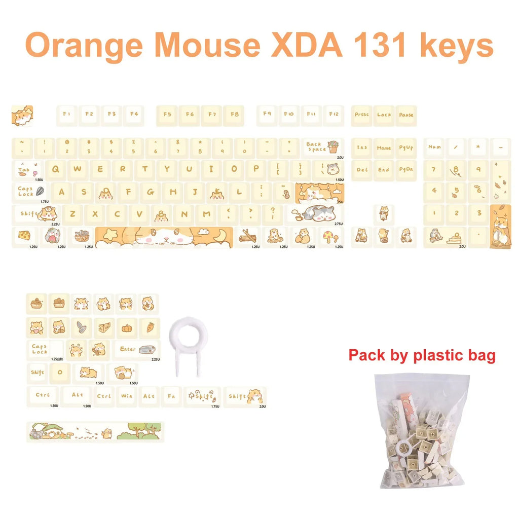 Orange squirrel Gray Rat Theme Keycap XDA Profile Key cap English Korean for 61/64/68/84/87/96/98/104 Mechanical Keyboard Keycap