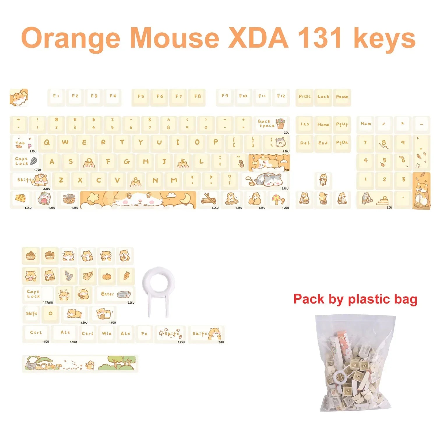 Orange squirrel Gray Rat Theme Keycap XDA Profile Key cap English Korean for 61/64/68/84/87/96/98/104 Mechanical Keyboard Keycap