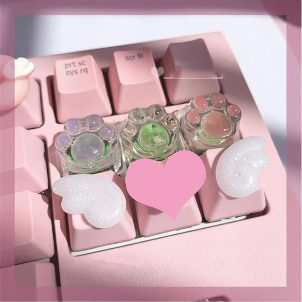 Personalized Keycaps Cute Wings Crystal Key cap Handmade Mechanical Keyboard R4 Keys PBT Color Keycaps Anime
