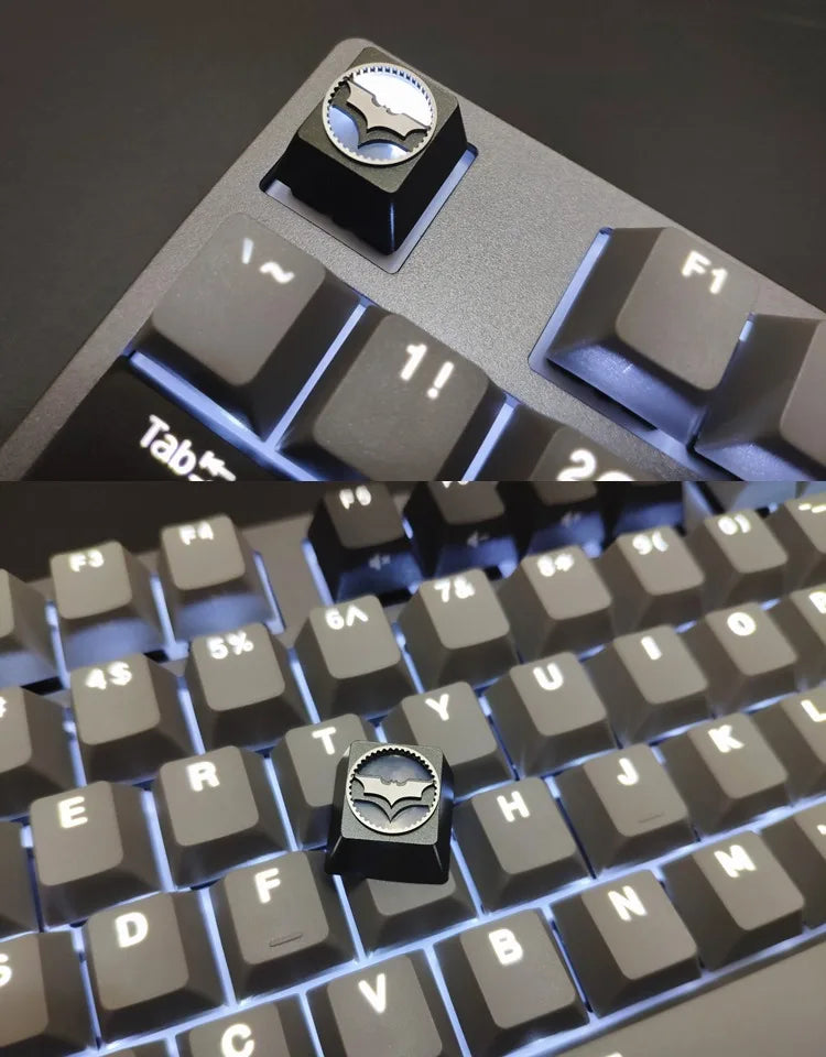 ECHOME Bat Symbol Keycap Translucent Metal Keyboard Cap Original Custom Aluminum KeyCap for Mechanical Keyboard Accessories Gift