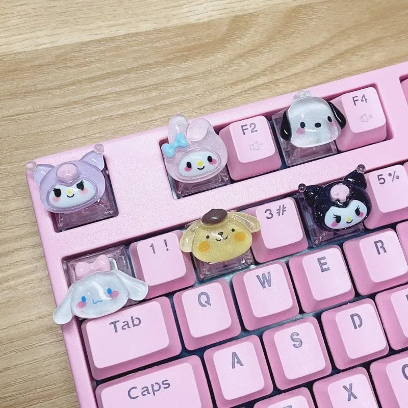 Kawaii Sanrio My Melody Cinnamoroll Kuromi Keycap Esc Base Transparent Cross Axis Mechanical Keyboard Keycaps Decorate Girl Gift