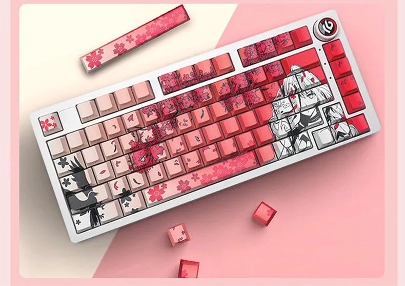 135 Key Side Engraved Transparent Sakura Girl Key Cap PBT for MX Switch HI75 HI8 68 F99 104 64 Wooting Mechanical Keyboard