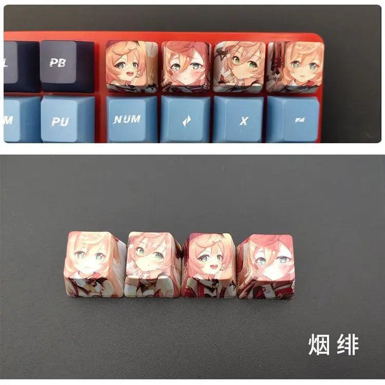 Cartoon Anime Genshin Impact Keycap zhongli Mechanical keyboard replacement key R4 PBT thermal sublimation Cherry OEM height