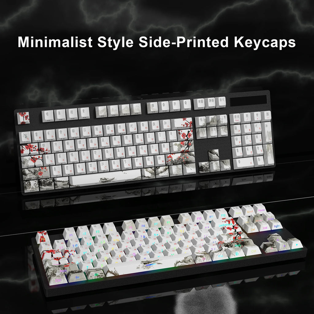 Plum blossom Double Shot Keycaps PBT Cherry Profile Backlit Keycap For GMK67/68/75/87/980/104 Mechanical Gaming Keyboard Caps