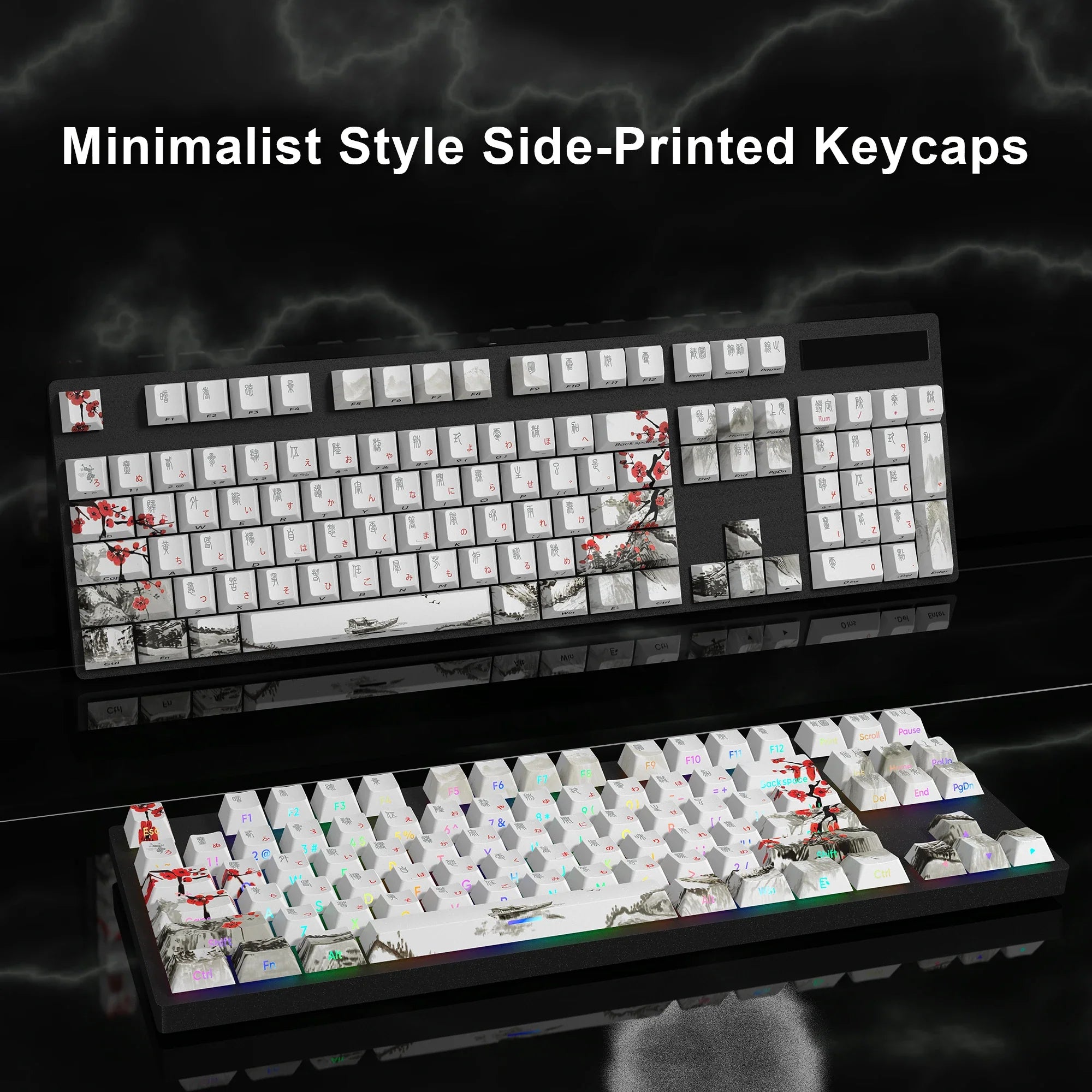 Plum blossom Double Shot Keycaps PBT Cherry Profile Backlit Keycap For GMK67/68/75/87/980/104 Mechanical Gaming Keyboard Caps
