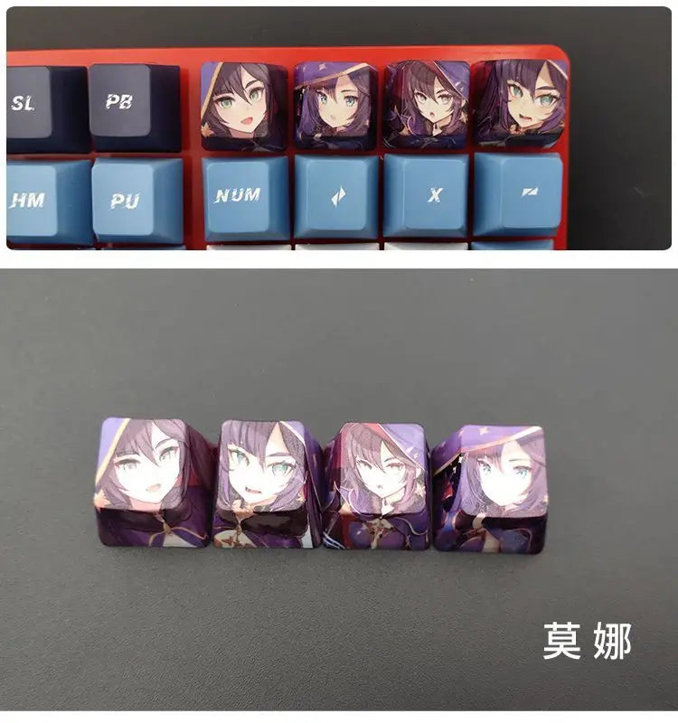 Cartoon Anime Genshin Impact Keycap zhongli Mechanical keyboard replacement key R4 PBT thermal sublimation Cherry OEM height