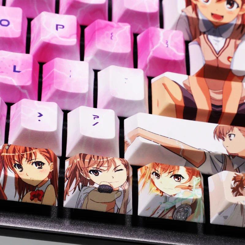 A Certain Scientific Railgun Keycaps PBT 108 Keys Mechanical Keyboard Keycaps Personality Misaka Mikoto Cartoon Anime Keycaps