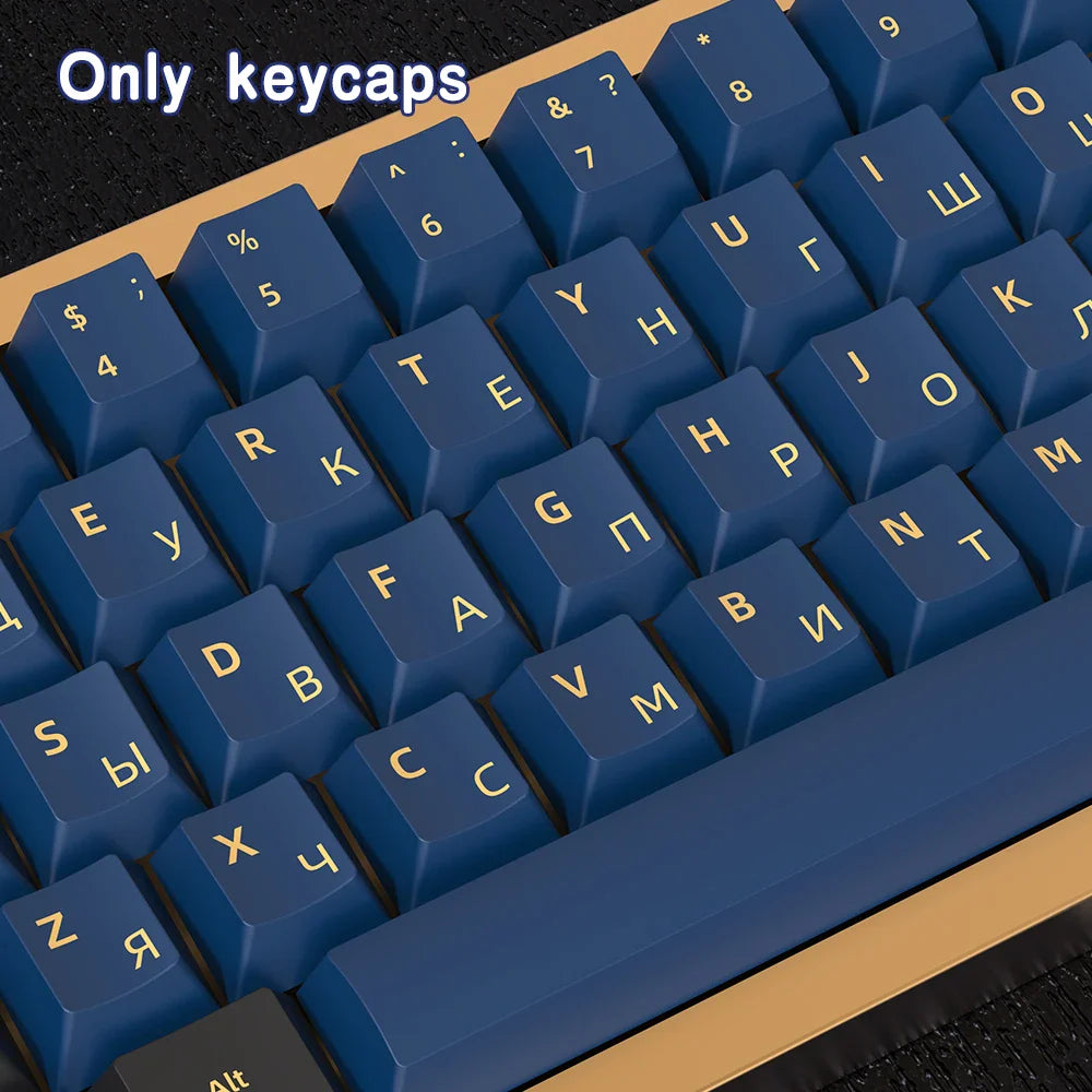 Blue Samurai Keycaps Japanese/Korean/Russian/German/Spanish/French PBT Keycap Cherry Profile for GMK Custom Mechanical Keyboard
