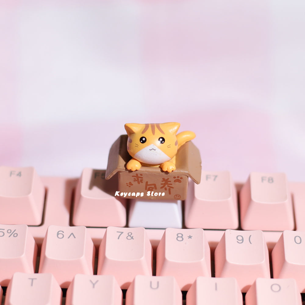 Cartoon keycaps For Mechanical Keyboard Keycaps Artisan Anime White Kawaii Keycap PBT Axis Cherry MX Custom Cute Cat Diy Key Cap