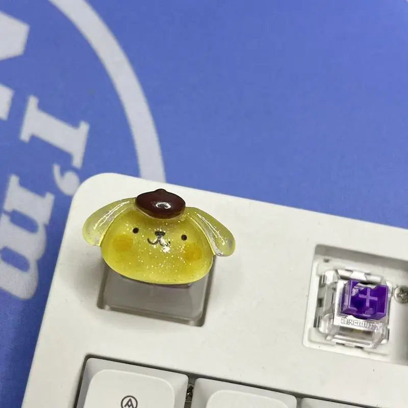 Sanrio anime Pom Purin keycap mechanical keyboard Melody Kuromi cartoon cute girl translucent keycap New Year's gift