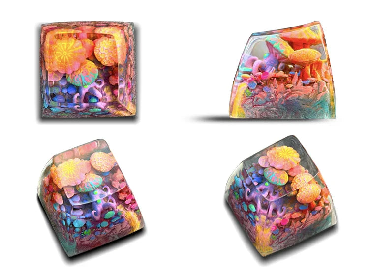 Creative Mushroom World Keycaps Resin SA Height Mechanical Keyboard Accessory Personalized Translucent Custom ESC Keys Gifts