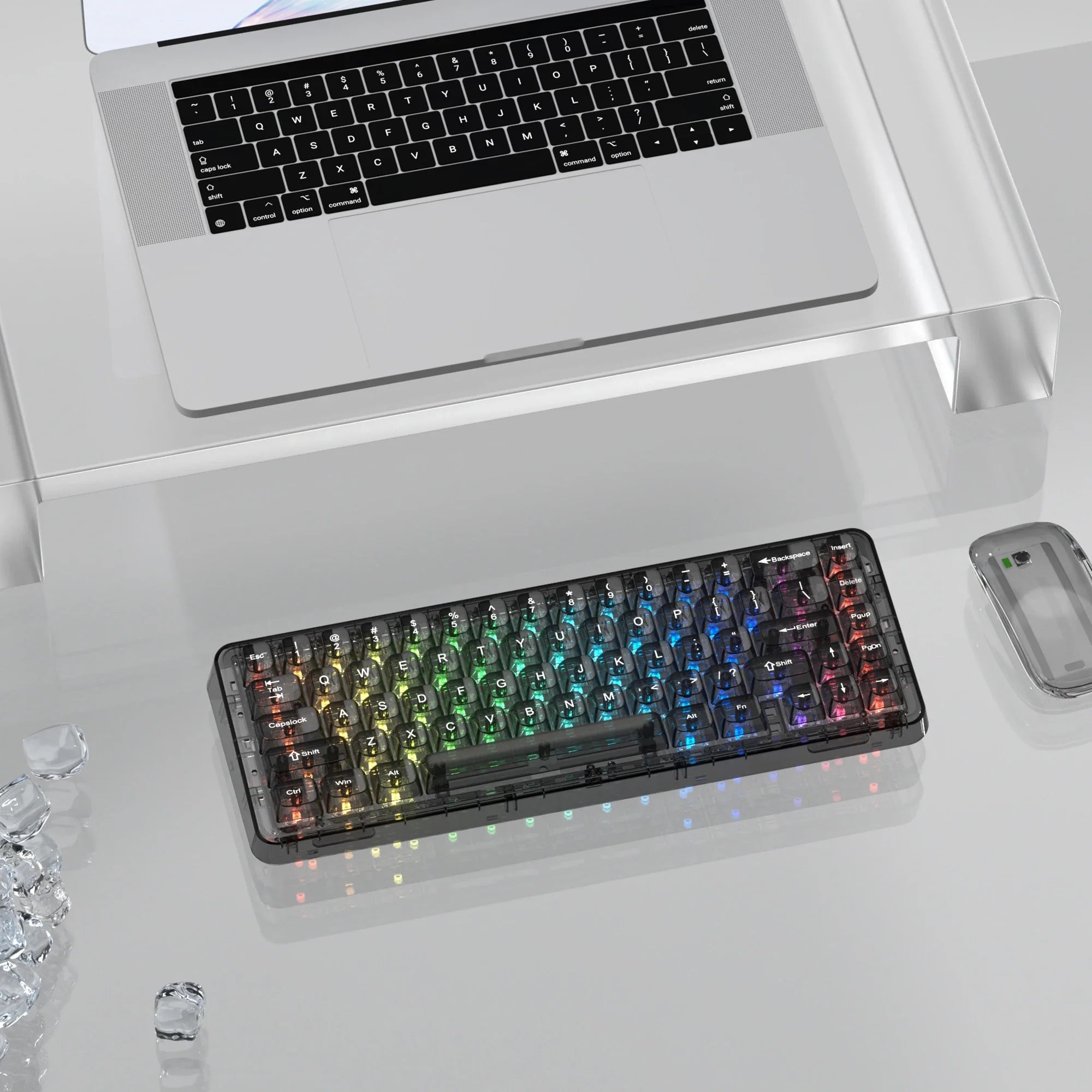 115 Keys Crystal Ceramic PC Keycap RGB Shine Through Key cap MDA Profile Black Transparent Clear Keycap for MX Switches Keyboard