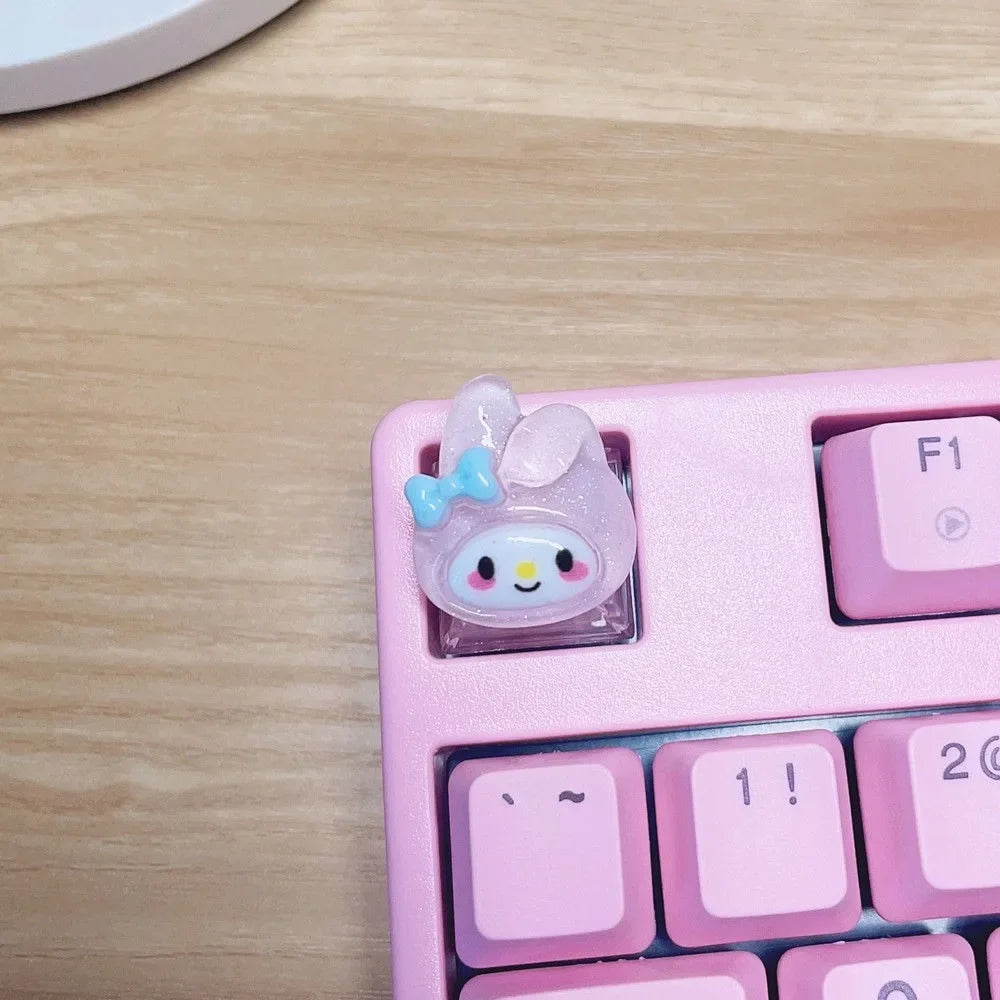 Kawaii Sanrio My Melody Cinnamoroll Kuromi Keycap Esc Base Transparent Cross Axis Mechanical Keyboard Keycaps Decorate Girl Gift