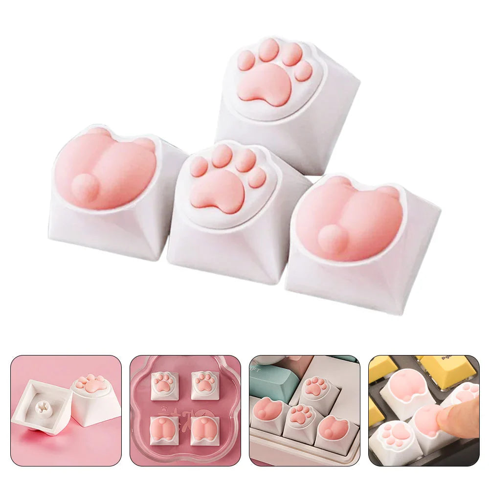 4 Pcs Cat Claw Keycaps Silicone Mechanical Keyboard Paw for Gaming Silica Gel Themed