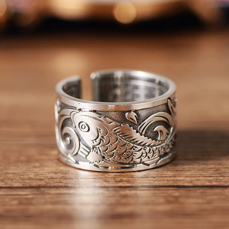 Retro Domineering Ethnic Style Fire-Breathing Dragon Ring Men\\'s Charm Open Ring Punk Motorcycle Rider Jewelry Accessories
