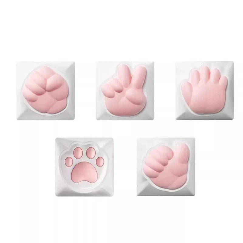 Kawaii Cute Soft Silicone Cat Paws Corgi Buttock OEM ABS Keycap For Mechanical Keyboard Cherry MX Switch