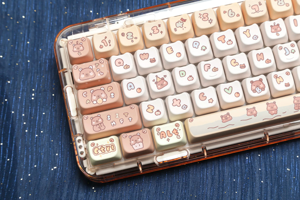 JCM MAO Profile Ear KeyCap Kindergarten Picabara Anime Cute Cat Keycaps for MX Switch Gaming Mechanical Keyboard GK75