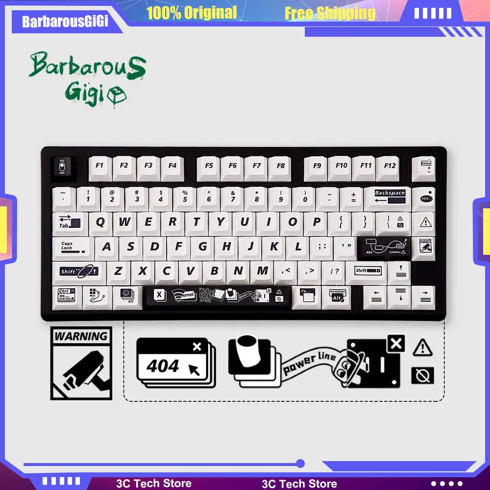 BarbarousGiGi PBT Original Profile Thermal Sublimation Cross Shaft Axis Switch 139 Key Caps for Custom Mechanical Keyboard Caps