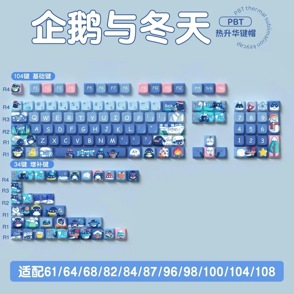 MDA Cartoon Personalized Keycap Set PBT Large Set Creative for MX Switch 60/84/90/104/108 Gaming Mechanical Keyboards