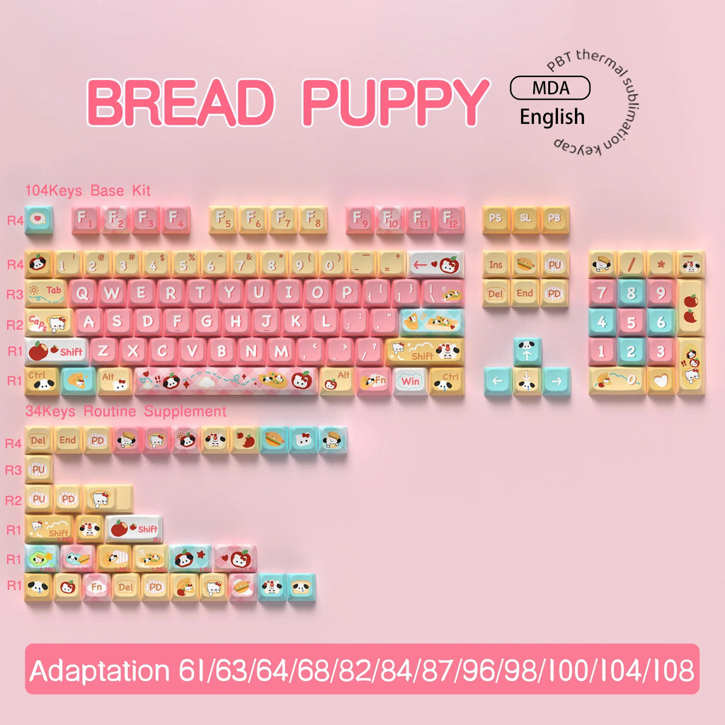 Original Theme Keycaps MDA Profile cute Anime PBT Keycap custom For Mechanical Keyboard with iso layout and 7U space bar