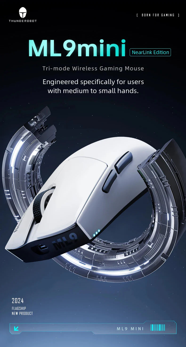 Thunderobot ML903 Mini NearLink Gaming Mouse Tri-Mode Bluetooth Wireless Mouse 30000 DPI Charging Base For Pc Gamer Kit Laptop