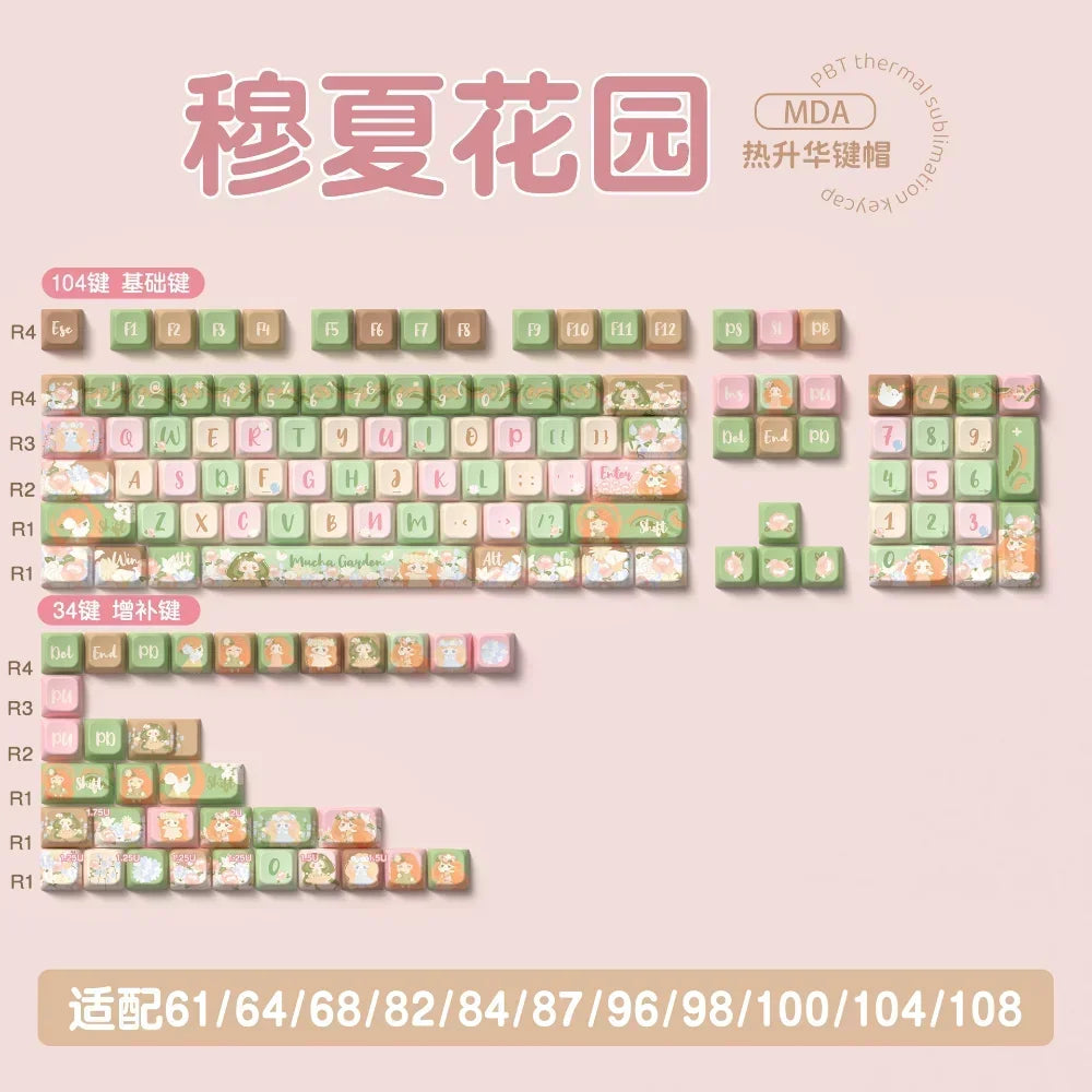 MDA Cartoon Personalized Keycap Set PBT Large Set Creative for MX Switch 60/84/90/104/108 Gaming Mechanical Keyboards