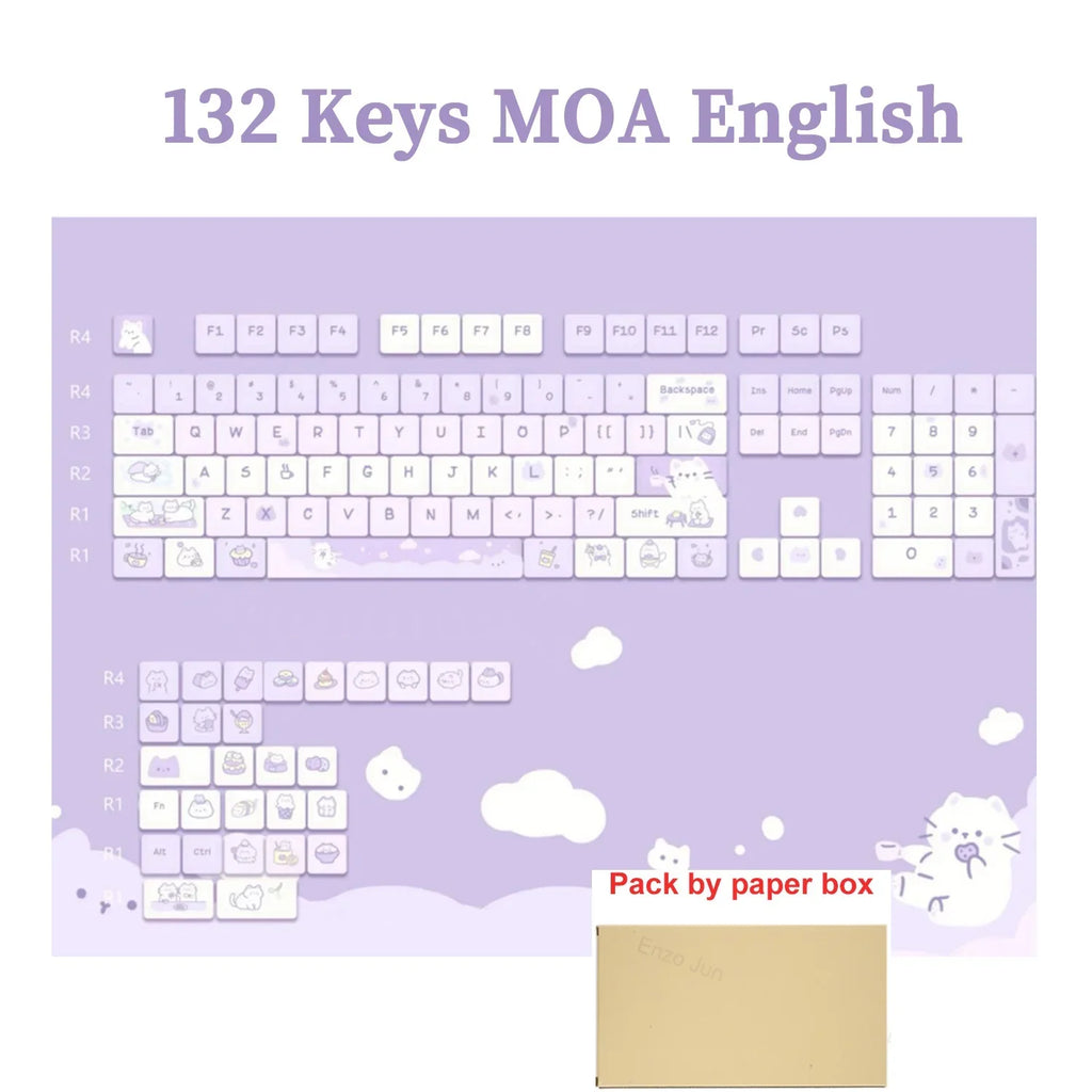 95/132 Keys Cartoon Keycaps PBT Hakimi Dog Cats Keycap MOA Profile Dye-Subbed Keycap For Mechanical Keyboard Key caps Girls Gift