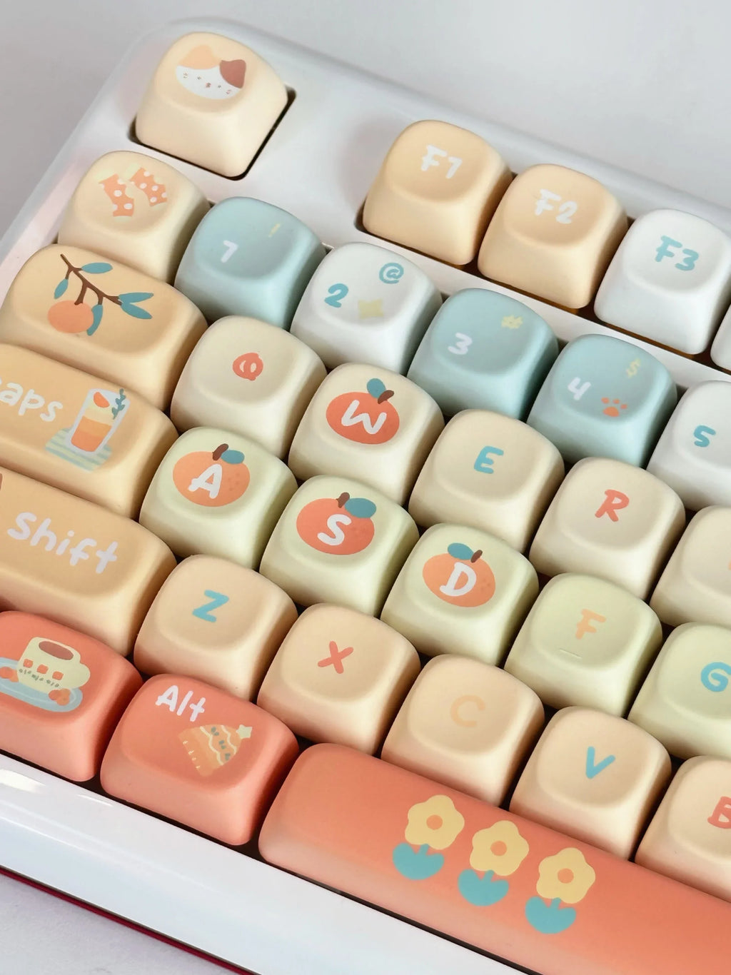 Orange Soda Keycap 131 Keys XOA Profile PBT Five-sided Heat Sublimation Customized Keycaps for Mechanical Keyboard Cute Key Caps