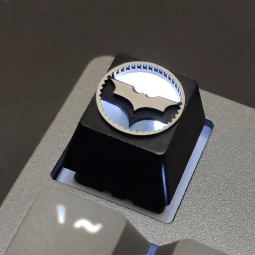 ECHOME Bat Symbol Keycap Translucent Metal Keyboard Cap Original Custom Aluminum KeyCap for Mechanical Keyboard Accessories Gift
